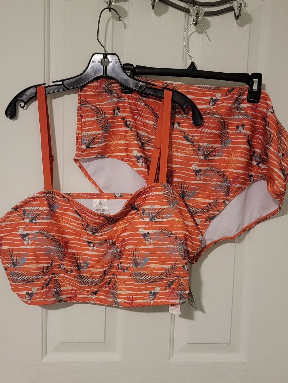 Disney Mickey Mouse Tropical High Waisted Bikini Set, Size 2XL, Orange. NWT
